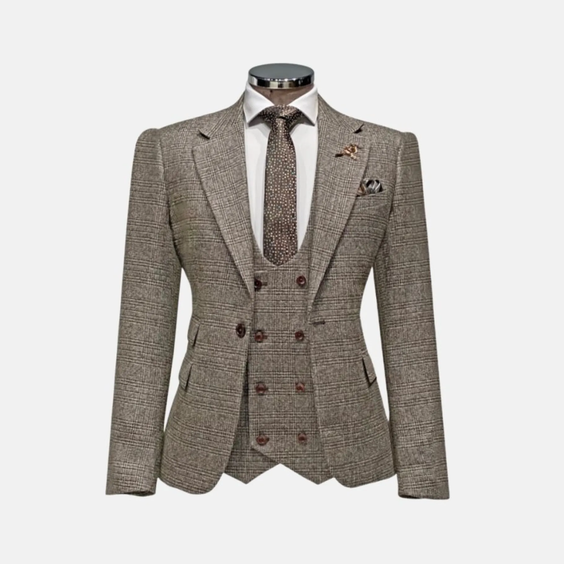 New Edition Fashion Andrew II Vested Tweed Plaid Suit> Suits