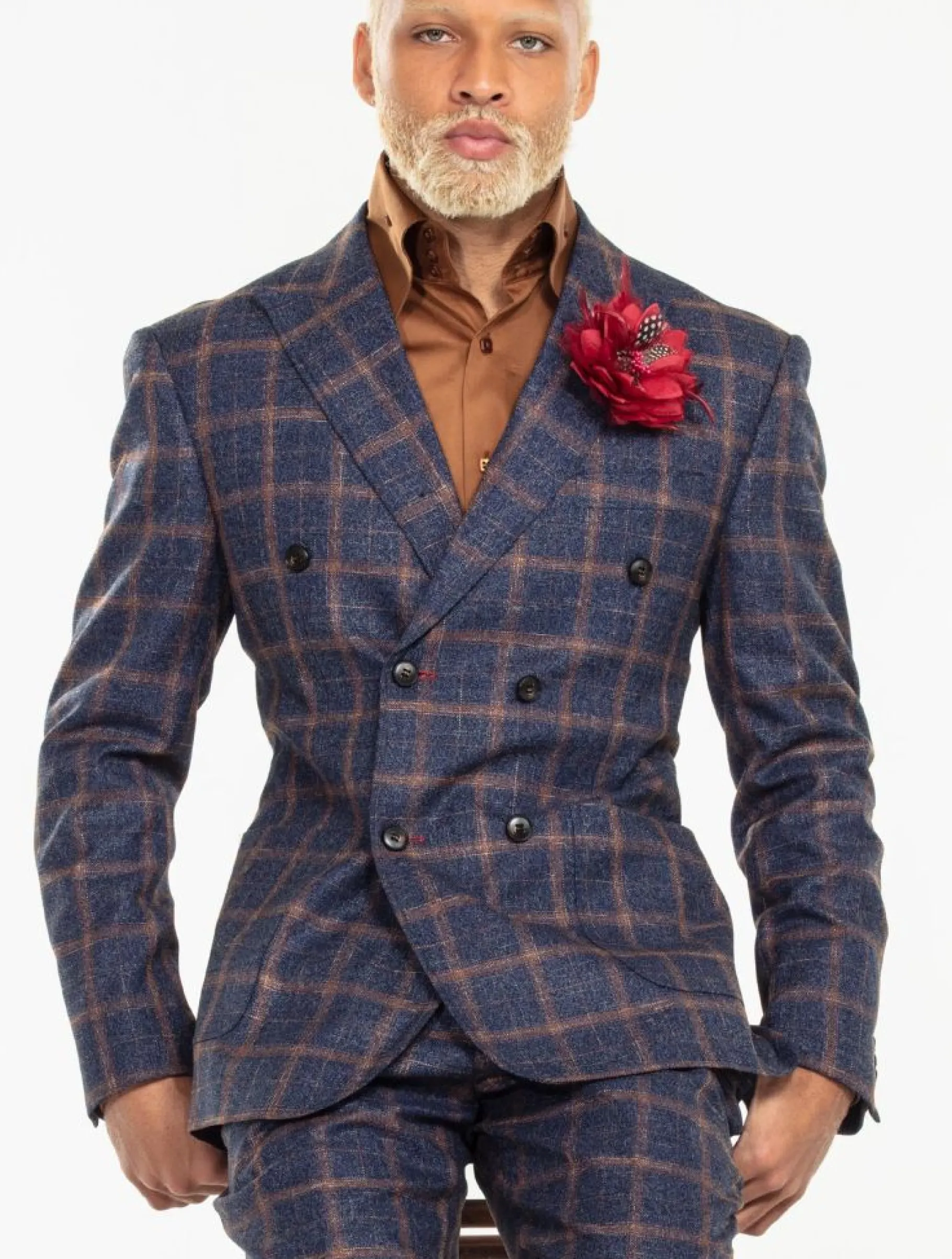 New Edition Fashion Darner Plaid Double Breasted Suit> Suits