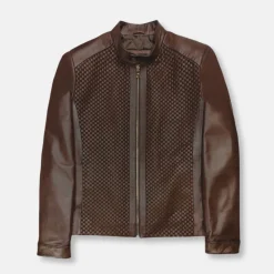 New Edition Fashion Dillard Racer Woven Leather Jacket> Coats & Outerwear